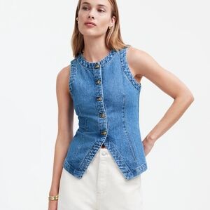 Madewell Denim Crewneck Vest In Java Wash